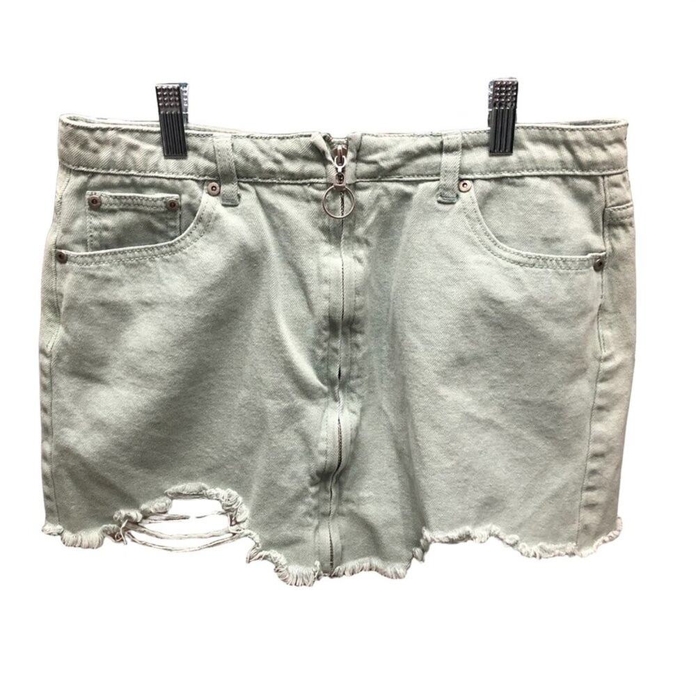 American Threads Mini, Denim, Distressed, Raw Hem, Pockets, Zip Up Front  L Mint